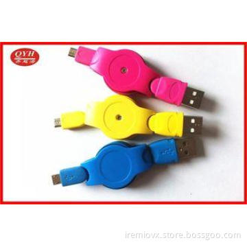 Customized Retractable Micro USB Cable , Colorful V2.0 Micr